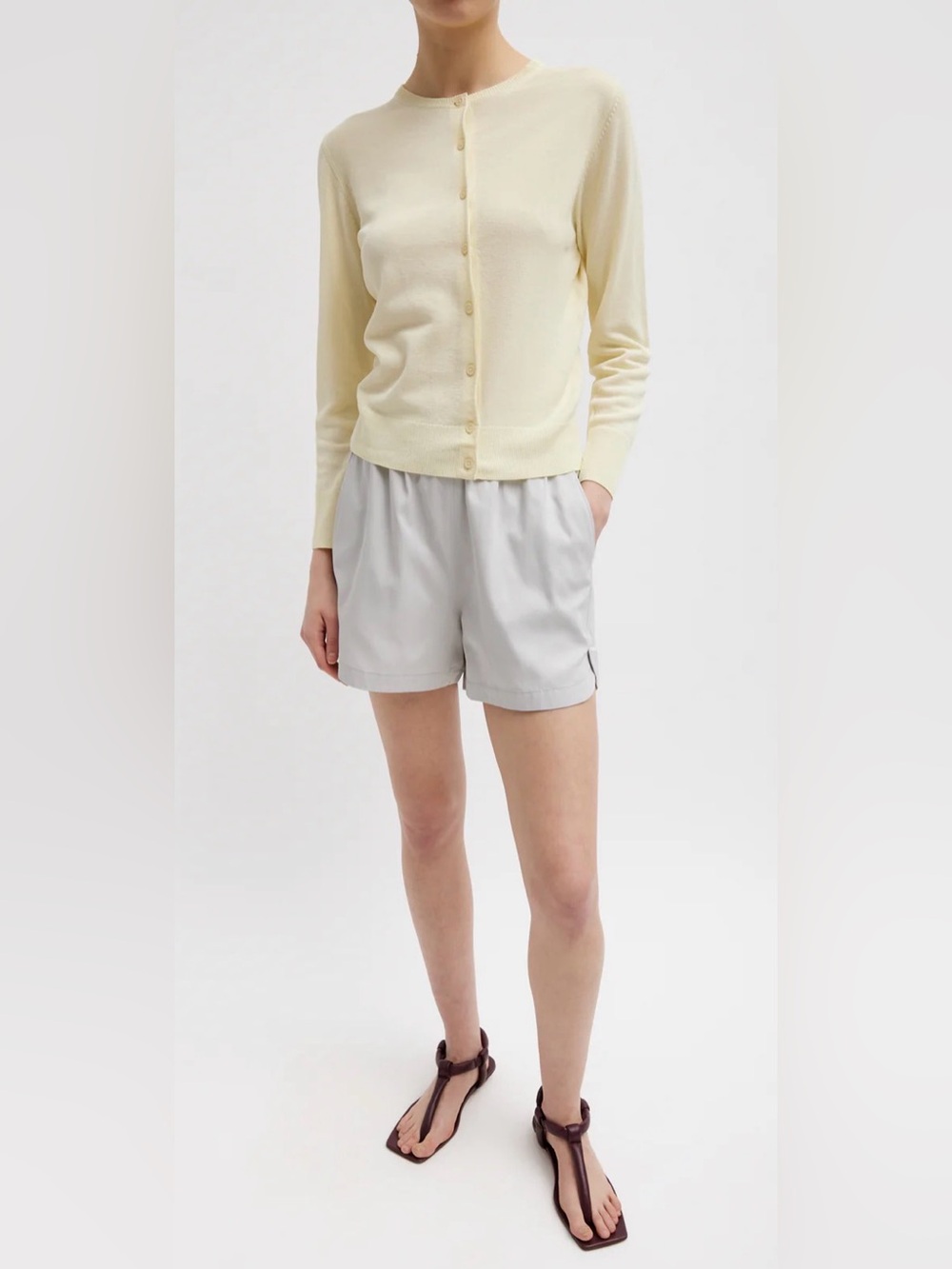 Tibi NWT Crispy Sweater Shrunken Cardigan semi-sheer in butter yellow - S